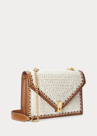 Parchment Cream Women’s Ralph Lauren Polo ID Crochet Envelope Chain Crossbody Bags