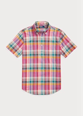 Pink Men’s Ralph Lauren Classic Fit Madras Popover  Shirts