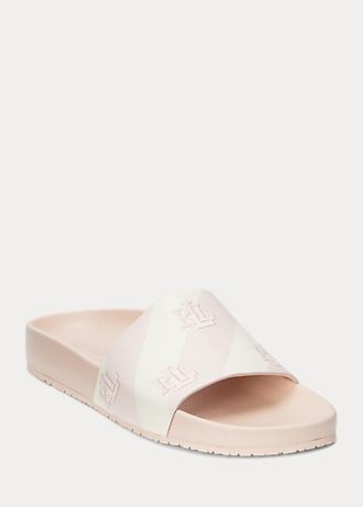 Pink Women’s Ralph Lauren Audrina Logo Faux-Leather Slippers