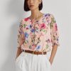 Pink Women’s Ralph Lauren Floral Crinkle Georgette Blouse Tops Pink Women’s Ralph Lauren Floral Crinkle Georgette Blouse Tops