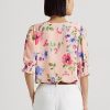 Pink Women’s Ralph Lauren Floral Crinkle Georgette Blouse Tops