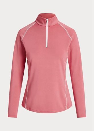 Pink Women’s Ralph Lauren Jersey Quarter-zip Pullover Sweatshirts