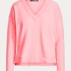 Pink Women’s Ralph Lauren Jersey V-Neck Pullover Sweatshirts