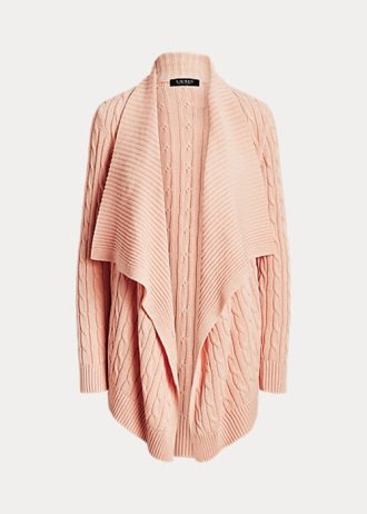 Pink Women’s Ralph Lauren Linen-Cotton Cable-Knit Cardigan Sweaters