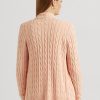 Pink Women’s Ralph Lauren Linen-Cotton Cable-Knit Cardigan Sweaters Pink Women’s Ralph Lauren Linen-Cotton Cable-Knit Cardigan Sweaters