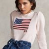 Pink Women’s Ralph Lauren Pink Pony Flag Cotton Sweaters