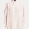 Pink Women’s Ralph Lauren Relaxed Fit Striped Linen Shirts Pink Women’s Ralph Lauren Relaxed Fit Striped Linen Shirts
