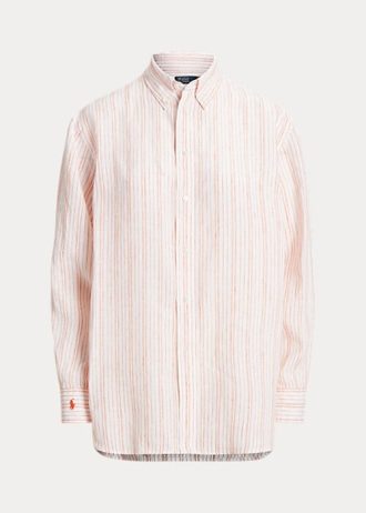 Pink Women’s Ralph Lauren Relaxed Fit Striped Linen Shirts