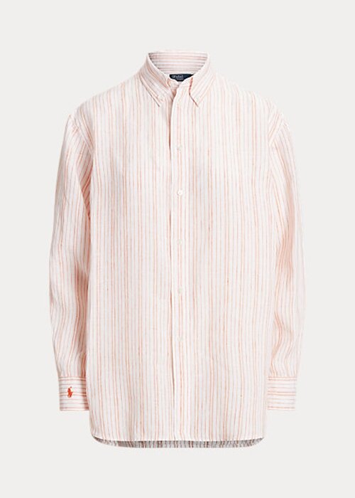 Pink Women’s Ralph Lauren Relaxed Fit Striped Linen Shirts Pink Women’s Ralph Lauren Relaxed Fit Striped Linen Shirts