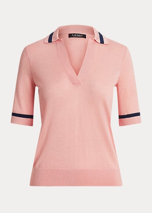Pink Women’s Ralph Lauren Silk-Blend Short-Sleeve Sweaters Pink Women’s Ralph Lauren Silk-Blend Short-Sleeve Sweaters