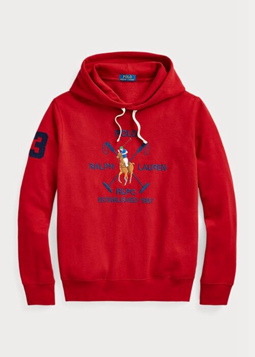 Red Men’s Ralph Lauren Big Polo Crest Fleece Hoodie Red Men’s Ralph Lauren Big Polo Crest Fleece Hoodie