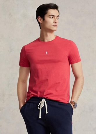 Red Men’s Ralph Lauren Custom Slim Fit Crewneck  T Shirts