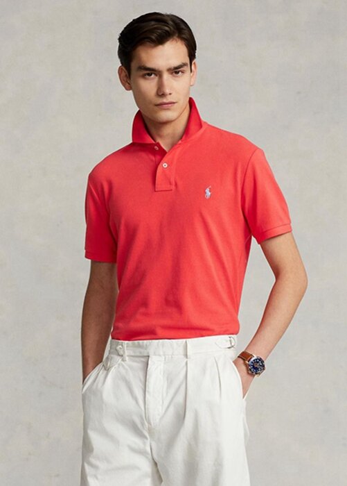 Red Men’s Ralph Lauren Custom Slim Fit Mesh Polo Shirts Red Men’s Ralph Lauren Custom Slim Fit Mesh Polo Shirts