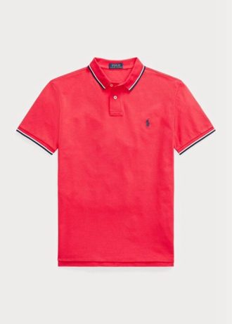 Red Men’s Ralph Lauren Custom Slim Fit Mesh Polo Shirts