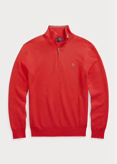 Red Men’s Ralph Lauren Mesh-knit Cotton Quarter-zip Jumper Sweaters Red Men’s Ralph Lauren Mesh-knit Cotton Quarter-zip Jumper Sweaters
