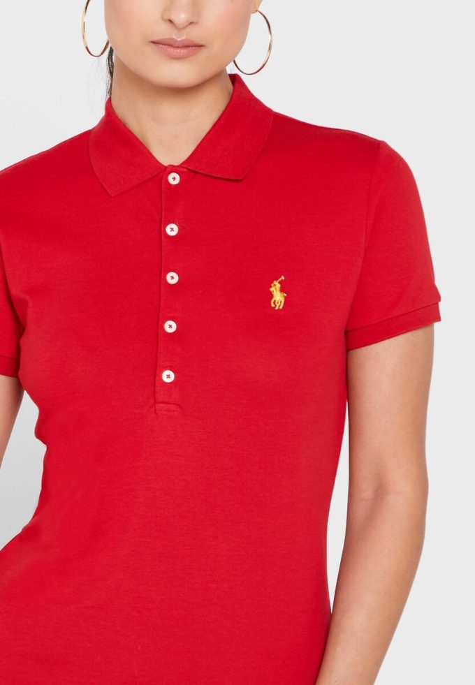 Red Women’s Ralph Lauren Button Detail Shirt Polo Shirts