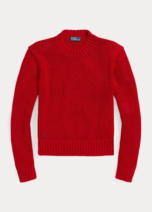 Red Women’s Ralph Lauren Cotton Crewneck Sweaters Red Women’s Ralph Lauren Cotton Crewneck Sweaters