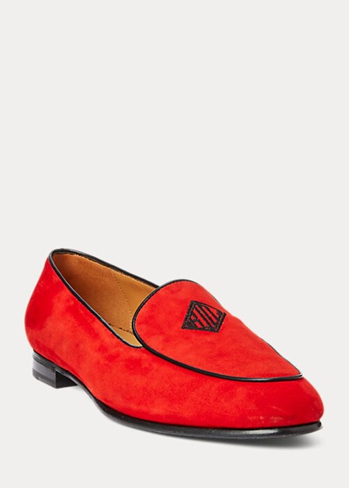 Red Women’s Ralph Lauren Laurel Embroidered Goat-Suede Loafers Red Women’s Ralph Lauren Laurel Embroidered Goat-Suede Loafers