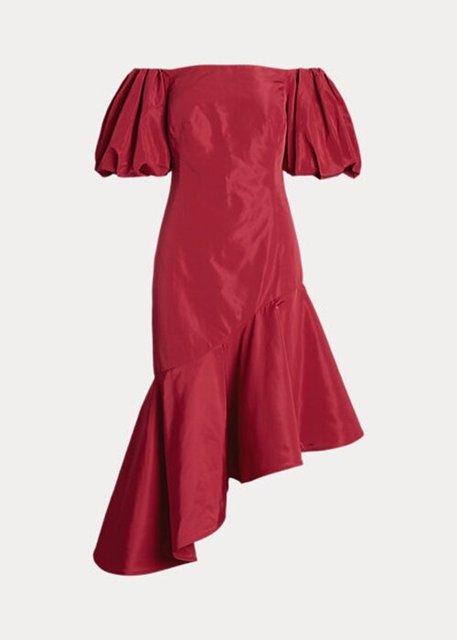 Red Women’s Ralph Lauren Ruffled Asymmetrical Taffeta Gown Dress Red Women’s Ralph Lauren Ruffled Asymmetrical Taffeta Gown Dress