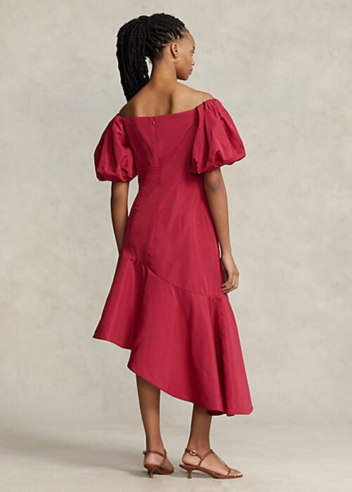 Red Women’s Ralph Lauren Ruffled Asymmetrical Taffeta Gown Dress Red Women’s Ralph Lauren Ruffled Asymmetrical Taffeta Gown Dress