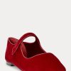 Red Women’s Ralph Lauren Velvet Mary Jane Pointed Flat Shoes Red Women’s Ralph Lauren Velvet Mary Jane Pointed Flat Shoes