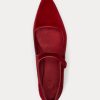 Red Women’s Ralph Lauren Velvet Mary Jane Pointed Flat Shoes Red Women’s Ralph Lauren Velvet Mary Jane Pointed Flat Shoes