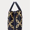 Refined Navy/Modern Gold Women’s Ralph Lauren Foil-Print Leather Medium Marcy Satchel Bags