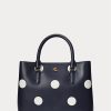 Refined Navy/Vanilla Women’s Ralph Lauren Polka-Dot Leather Small Marcy Satchel Bags