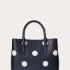 Refined Navy/Vanilla Women’s Ralph Lauren Polka-Dot Leather Small Marcy Satchel Bags