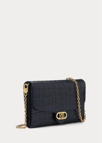 Refined Navy Women’s Ralph Lauren Embossed Leather Medium Adair Crossbody Bags