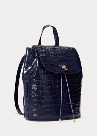 Refined Navy Women’s Ralph Lauren Embossed Leather Medium Winny Backpacks