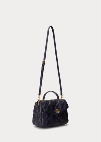 Refined Navy Women’s Ralph Lauren Quilted Leather Medium Farrah Satchel Bags