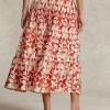 Rose Women’s Ralph Lauren Print Satin Pleated A-line Midi Skirts