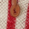 Ruby/Natural Women’s Ralph Lauren Striped Woven Large Bellport Tote Bags