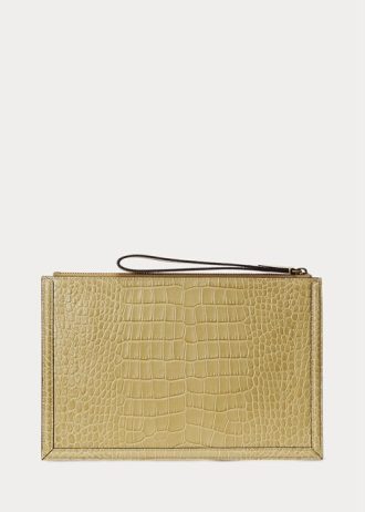 Sand Women’s Ralph Lauren Embossed Leather Envelope Handbag