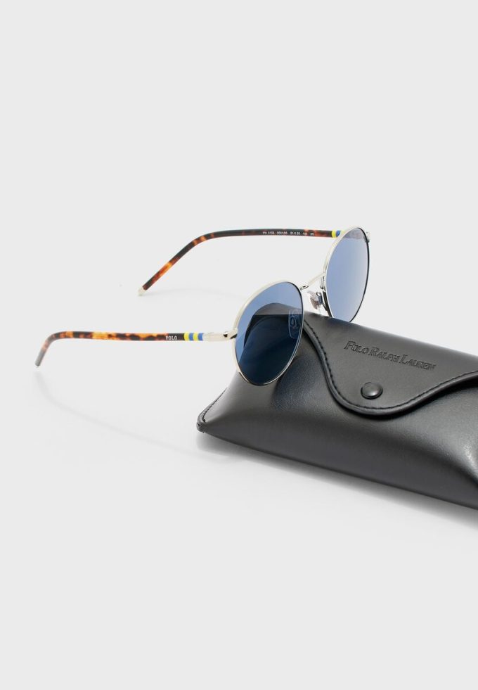 Silver Men’s Ralph Lauren 0PH3133 Round Sunglasses