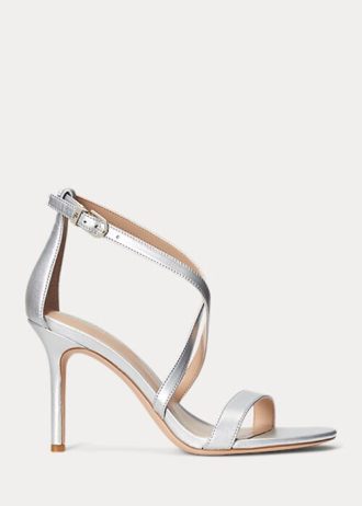 Silver Women’s Ralph Lauren Gabriele Metallic Leather Sandals