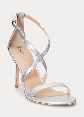Silver Women’s Ralph Lauren Gabriele Metallic Leather Sandals