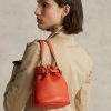 Sunset Orange Women’s Ralph Lauren Leather Small Bellport Bucket Bags