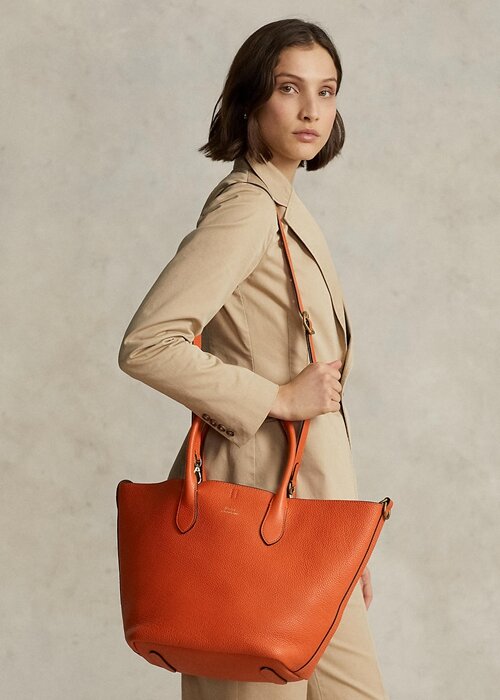 Sunset Orange Women’s Ralph Lauren Reversible Leather Medium Bellport Tote Bags Sunset Orange Women’s Ralph Lauren Reversible Leather Medium Bellport Tote Bags
