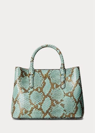 Turquoise Women’s Ralph Lauren Faux-Snakeskin Medium Marcy Satchel Bags