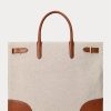 Vanilla/Lauren Tan Women’s Ralph Lauren Canvas Large Devyn Tote Bags