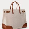 Vanilla/Lauren Tan Women’s Ralph Lauren Canvas Large Devyn Tote Bags