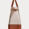 Vanilla/Lauren Tan Women’s Ralph Lauren Canvas Large Devyn Tote Bags