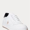 White / Black Men’s Ralph Lauren Court Leather Low-Top Sneakers