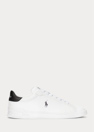 White / Black Men’s Ralph Lauren Heritage Court II Leather Sneakers