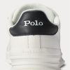 White / Black Men’s Ralph Lauren Heritage Court II Leather Sneakers