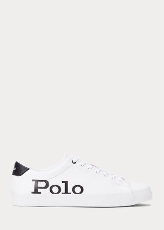 White / Black Men’s Ralph Lauren Longwood Logo Leather Sneakers