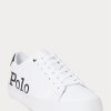 White / Black Men’s Ralph Lauren Longwood Logo Leather Sneakers