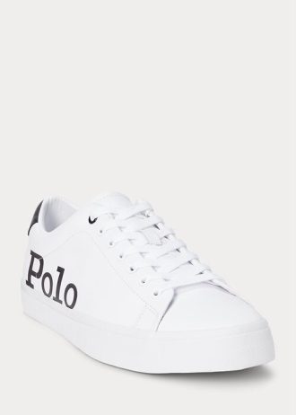 White / Black Men’s Ralph Lauren Longwood Logo Leather Sneakers